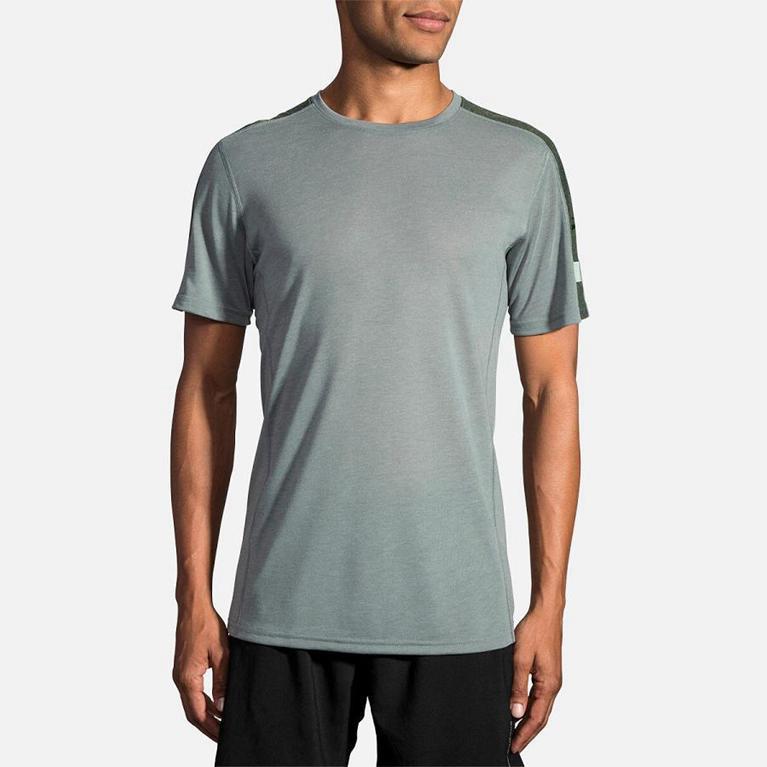 Brooks Distance Men's Short Sleeve Running Shirt - Grey (24158-VRPW)